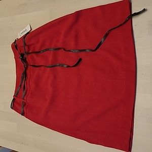 NWT Deadstock Carlisle Blaze Red Double Slit Lined Skirt Wool/Linen/Nylon Blend